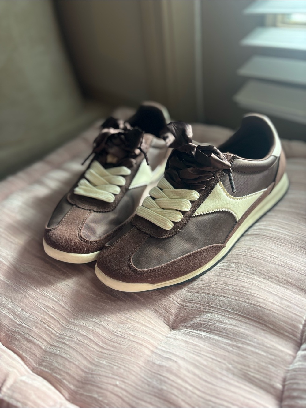 Brown and Cream Retro Sneakers